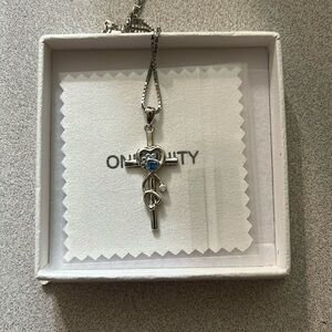 Veterinary medicine and cross necklace - sterling silver